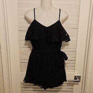 Guess Black Ruffled Romper
